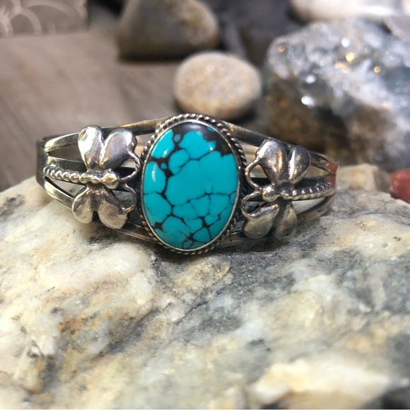 Turquoise Sterling Dragonfly Cuff - Picture 7 of 8